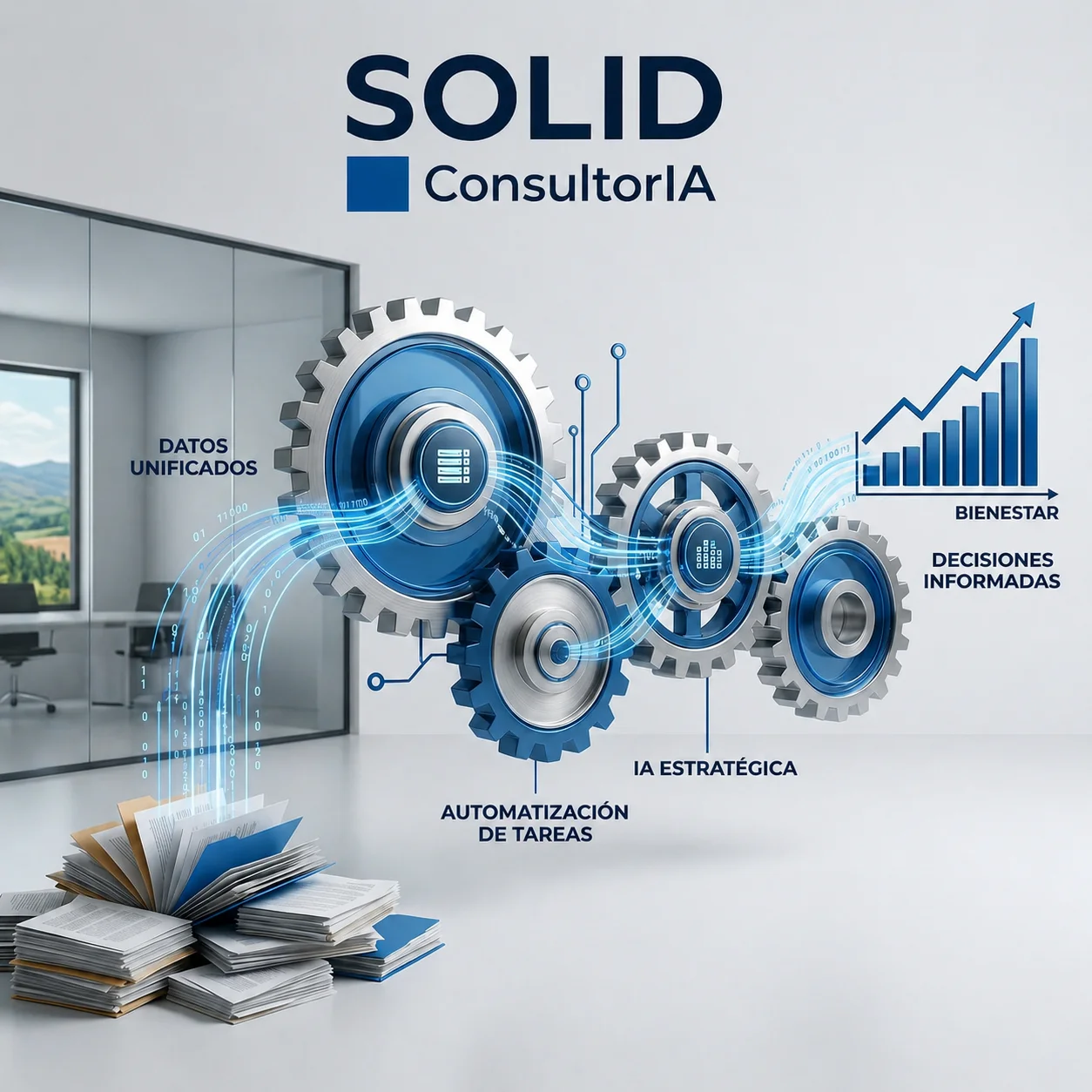 Visión general de procesos, automatización y estrategia de SOLID ConsultorIA